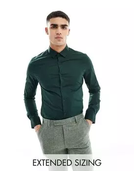 Зеленая рубашка скинни ASOS DESIGN