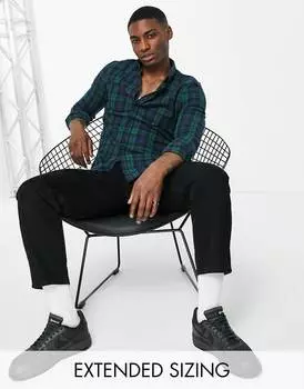 Зеленая рубашка узкого кроя в клетку ASOS DESIGN