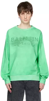 Зеленая толстовка с принтом Balmain