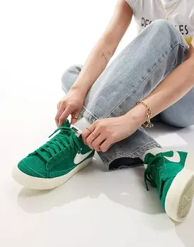 Зелено-белые кроссовки Nike Blazer Low '77