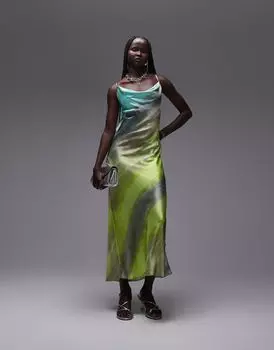 Зеленое платье миди с капюшоном и капюшоном Topshop
