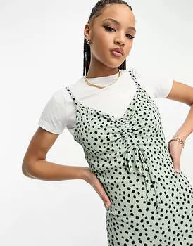 Зеленое платье мини на бретельках Wednesday's Girl