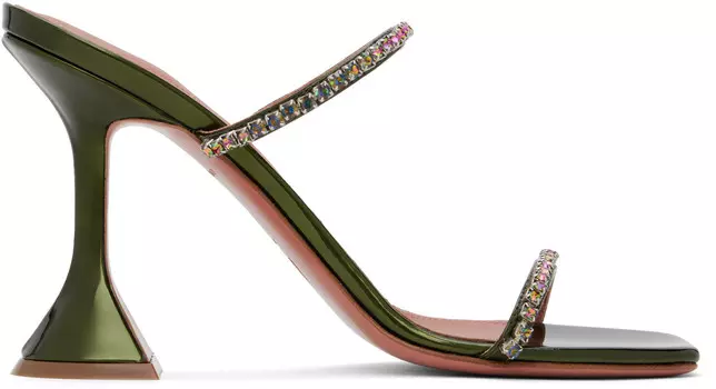 Зеленые босоножки на каблуке Gilda Slipper Amina Muaddi