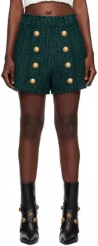 Зеленые шорты с бахромой Balmain