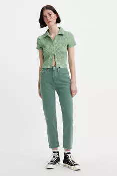Зеленые укороченные джинсы 501 Levi's, бледно-зеленый