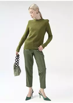 Зеленые женские кожаные брюки Fabrika