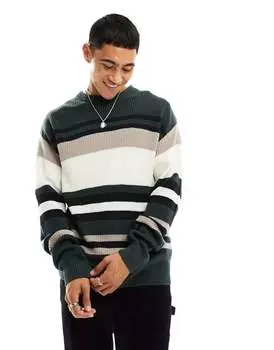 Зеленый джемпер в полоску Jack & Jones