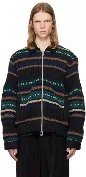 Зеленый сетчатый кардиган sacai