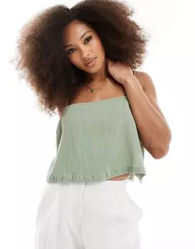 Зелёный топ с рюшами и оборками ASOS DESIGN
