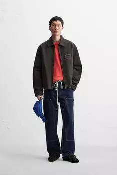 Жакет с контрастной вышивкой ZARA, коричневый