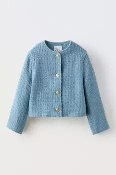 Жакет с круглым вырезом ZARA, синий