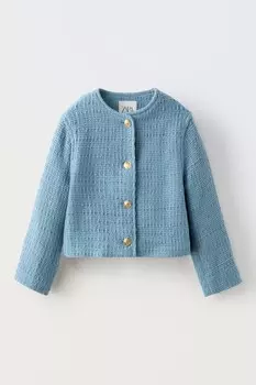 Жакет с круглым вырезом ZARA, синий