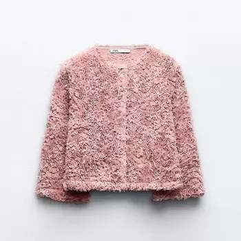 Жакет Zara Textured With Beading, розовый