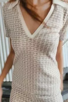 Жаккардовая футболка поло ZARA, экрю