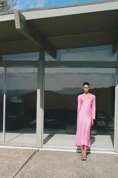 Жаккардовое платье миди ZARA, розовый