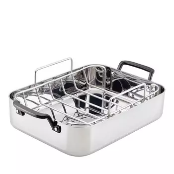 Жаровня и подставка из 5-слойной нержавеющей стали KitchenAid, серебряный