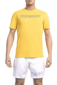 Желтая хлопковая мужская футболка Bikkembergs