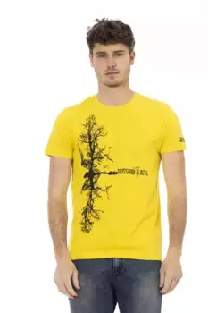 Желтая хлопковая мужская футболка Trussardi