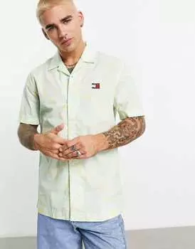 Желтая камуфляжная рубашка с короткими рукавами Tommy Jeans классического кроя