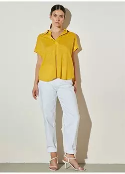 Желтая женская льняная футболка BBSP23FTS025 Brooks Brothers