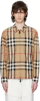 Желто-коричневая клетчатая рубашка с эффектом преувеличения Burberry