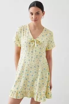 Желтое мини-платье Petite с завязкой спереди Dorothy Perkins, желтый