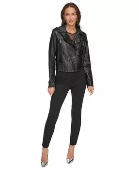 Женская асимметричная мотокуртка из искусственной кожи DKNY, черный