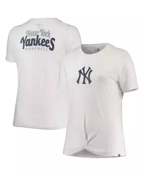 Женская белая футболка New York Yankees размера плюс 2 с узлом спереди New Era, белый