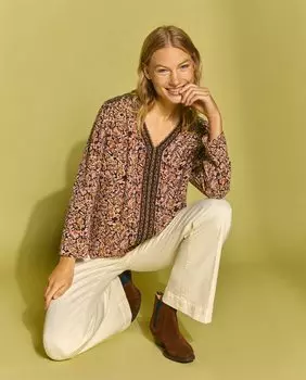 Женская блузка с длинным рукавом Southern Cotton, коричневый