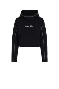 Женская черная толстовка croppe logo hoodie Calvin Klein