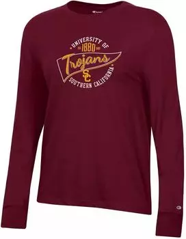 Женская футболка Champion USC Trojans Cardinal Core с длинными рукавами
