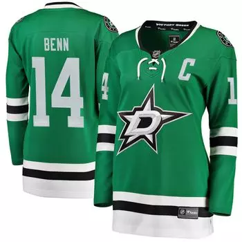 Женская футболка Fanatics с логотипом Jamie Benn Green Home Breakaway Player Fanatics