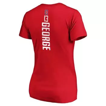 Женская футболка Fanatics с логотипом Paul George Red LA Clippers Playmaker, имя и номер, футболка с v-образным вырезом Fanatics