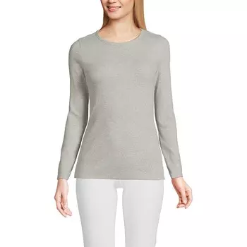 Женская футболка Lands End в микро рубчик Lands' End, цвет Gray Heather