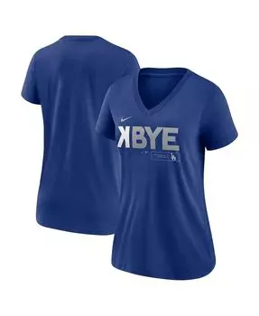 Женская футболка Los Angeles Dodgers Royal K-Bye Tri-Blend с v-образным вырезом Nike