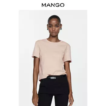 Женская футболка Mango прямого кроя с круглым вырезом, серый