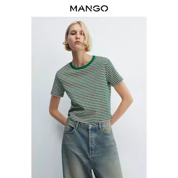 Женская футболка Mango с коротким рукавом, зеленый