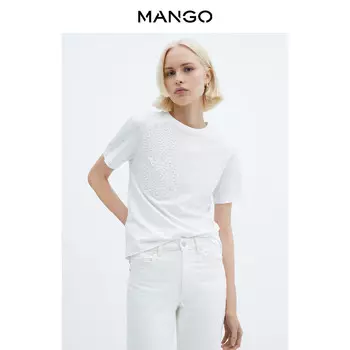 Женская футболка Mango с круглым вырезом, белый