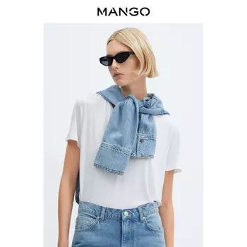 Женская футболка Mango с v-образным вырезом, черный