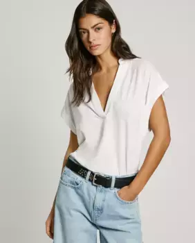 Женская футболка-поло с V-образным вырезом Pepe Jeans, белый