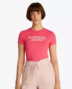 Женская футболка приталенного кроя с логотипом Tommy Jeans, цвет Rosa