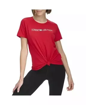 Женская футболка с логотипом и узлом спереди Tommy Hilfiger, красный