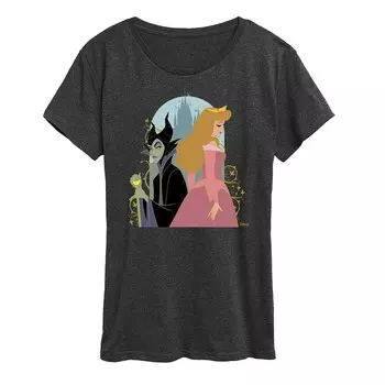 Женская футболка с рисунком Disney's Sleeping Beauty Maleficent & Aurora, цвет Heather Charcoal