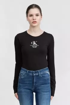 Женская футболка Urban Minimal с длинным Calvin Klein, черный