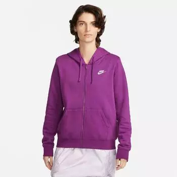 Женская худи Nike Sportswear Club Fleece с молнией во всю длину, фиолетовый
