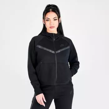 Женская худи с молнией во всю длину Nike Sportswear Tech Fleece Windrunner, черный