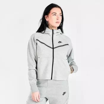 Женская худи с молнией во всю длину Nike Sportswear Tech Fleece Windrunner, серый