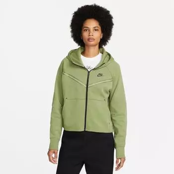 Женская худи с молнией во всю длину Nike Sportswear Tech Fleece Windrunner, зеленый