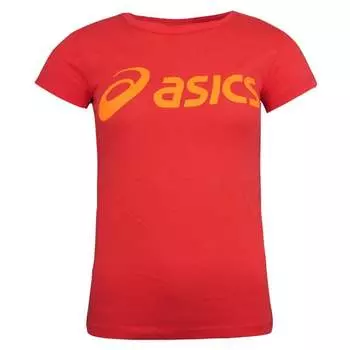 Женская коралловая футболка с логотипом Asics, красный