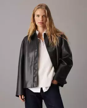 Женская кожаная куртка Calvin Klein, черный